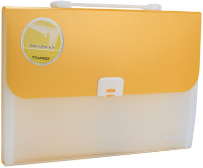 

TRANBO Polypropylene File Folder with 13 Pockets, Handle, Index Tab, FC Size, Yellow(Set Of 1, Yellow)