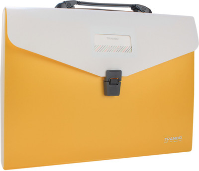 

TRANBO Plastic File Folder with 13 Pockets, Handle, Index Tab, FC Size, Yellow(Set Of 1, Yellow)