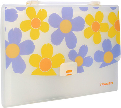 

TRANBO Polypropylene Floral File Folder with 13 Pockets, Handle, Index Tab, A4 Size, Yellow(Set Of 1, Yellow)