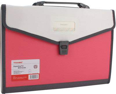 

TRANBO Plastic File Folder with 13 Pockets, Handle, Index Tab, FC Size, Pink(Set Of 1, Pink)