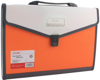 

TRANBO Plastic File Folder with 13 Pockets, Handle, Index Tab, FC Size, Orange(Set Of 1, Orange)