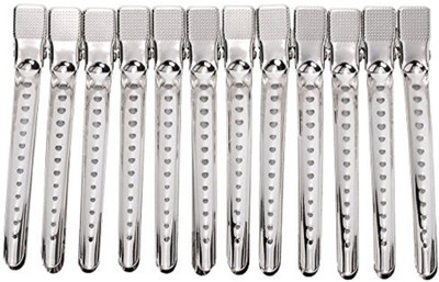 

Confidence Single Prong Alligator Pinch Sectioning Clips(Pack of 12) Hair Clip, Hair Accessory Set(Silver)