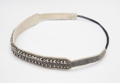 Jungli Murgi Silver Beaded hairband with crystals. Head Band(Silver)