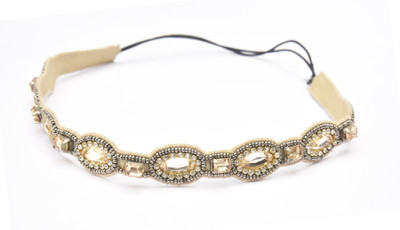 

Jungli Murgi Antique Silver embroidered hairband with crystals. Head Band(Silver)