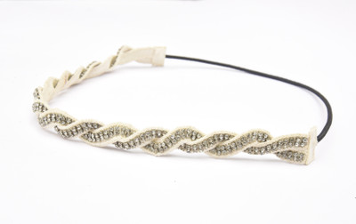 

Jungli Murgi White Twisted Hairband with crystals Head Band(White)