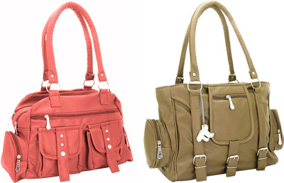 

Lady bar Shoulder Bag(Pink, Tan)