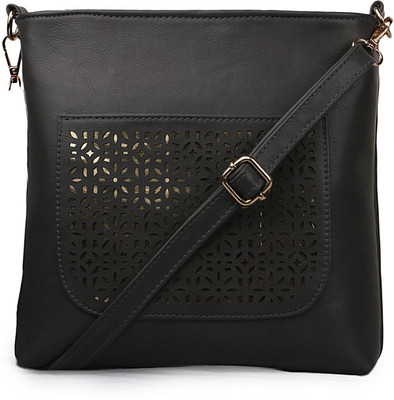 Glasy Girls Casual Black PU Sling Bag