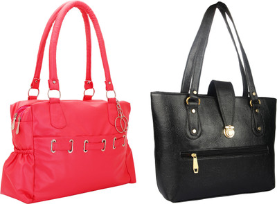 

Lady bar Shoulder Bag(Pink, Black), Black;pink