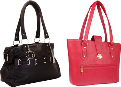 

Lady bar Shoulder Bag(Black, Pink)