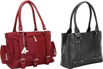 

Lady bar Shoulder Bag(Maroon, Black), Black;maroon