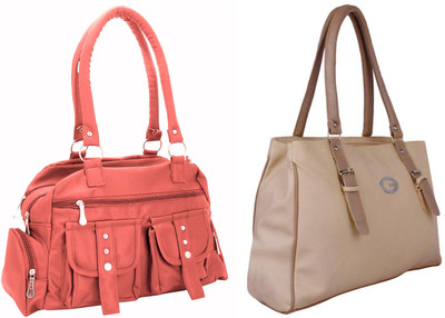 

Lady bar Shoulder Bag(Pink, Tan)
