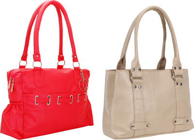 

Lady bar Shoulder Bag(Red, Tan)