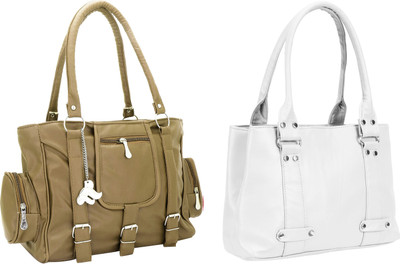 

Lady bar Shoulder Bag(Tan, White)