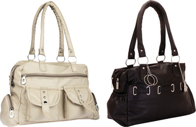 

Lady bar Shoulder Bag(Beige, Black)