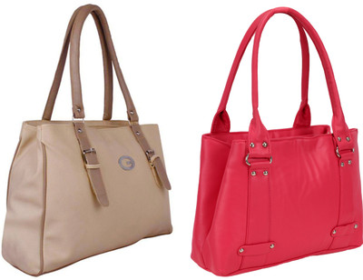 

Lady bar Shoulder Bag(Tan, Pink), Pink;tan