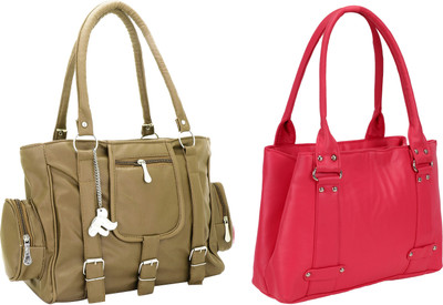 

Lady bar Shoulder Bag(Tan, Pink), Pink;tan