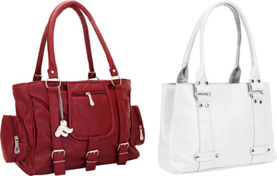 

Lady bar Shoulder Bag(Maroon, White)