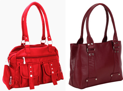 

Lady bar Shoulder Bag(Red, Maroon), Maroon;red