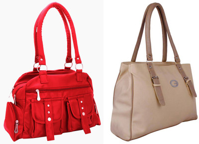 

Lady bar Shoulder Bag(Red, Tan)