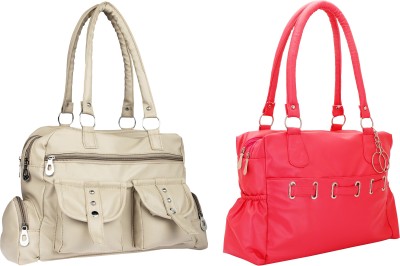 

Lady bar Shoulder Bag(Beige, Pink)