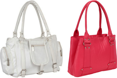 

Lady bar Shoulder Bag(White, Pink), Pink;white