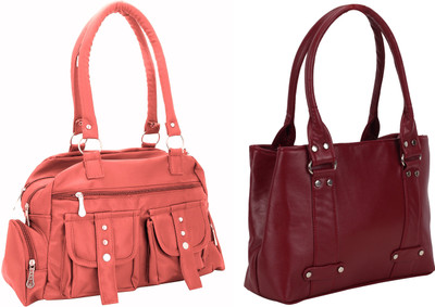 Lady bar Shoulder Bag(Pink, Maroon), Maroon;pink