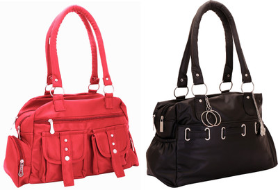 

Lady bar Shoulder Bag(Pink, Black), Black;pink