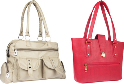 

Lady bar Shoulder Bag(Beige, Pink)