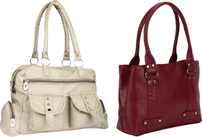 

Lady bar Shoulder Bag(Beige, Maroon)