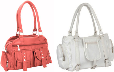 Lady bar Shoulder Bag(Pink, White)