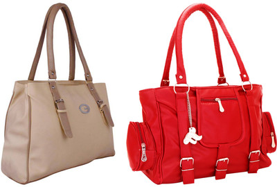 

Lady bar Shoulder Bag(Tan, Red), Red;tan