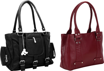 

Lady bar Shoulder Bag(Black, Maroon)