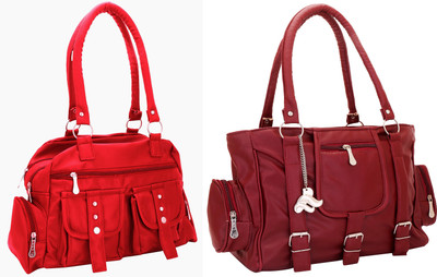 

Lady bar Shoulder Bag(Red, Maroon), Maroon;red