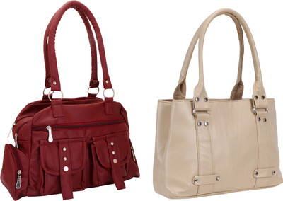 

Lady bar Shoulder Bag(Maroon, Tan)