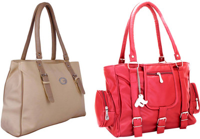 

Lady bar Shoulder Bag(Tan, Pink), Pink;tan