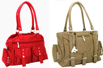 

Lady bar Shoulder Bag(Red, Tan)