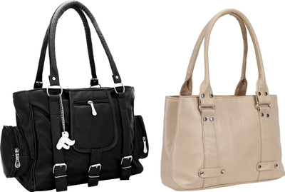 

Lady bar Shoulder Bag(Black, Tan)