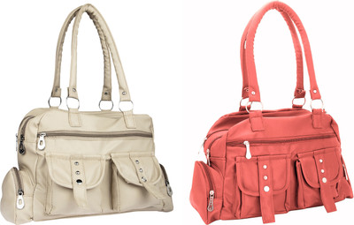 

Lady bar Shoulder Bag(Beige, Pink)