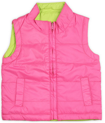 

612 League Sleeveless Solid Baby Girls Jacket, Fuschia