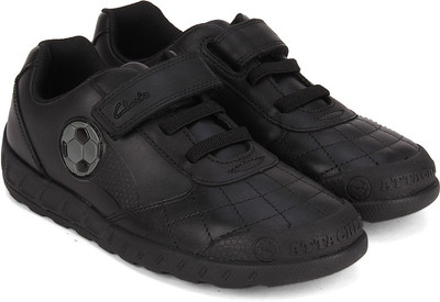 

Clarks Boys Velcro Oxford Shoes(Black, Black leather