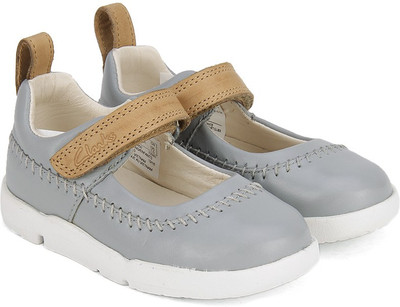 Clarks Girls Velcro Dancing Shoes(Grey, Light grey lea