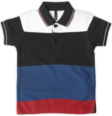 

United Colors of Benetton Boys Striped Cotton T Shirt(Black, Pack of 1, 901