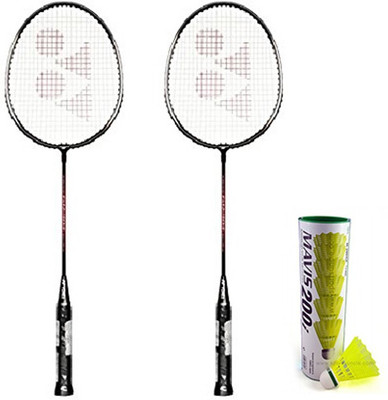 

Yonex GR 303 Badminton Racquet Set of 2 (Black) + Mavis 200i Shuttlecock, Pack of 6 Badminton Kit