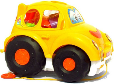 

VShine Pull Along Cartoon Car With Learn Shapes , Color & Also Comes with Sand Play Tools(Red, Yellow)