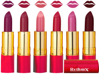 

Rythmx Flawless Matte Finish Non Transfer Lipstick Set of 6 Shades(Purple, Dark Rose, Dark Peach, Red, Metallic Pink, Maroon)