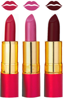 

Rythmx Bold Ulti-Matt Non Transfer Lipstick combo 3 shades(Red, Metallic Pink, Maroon)