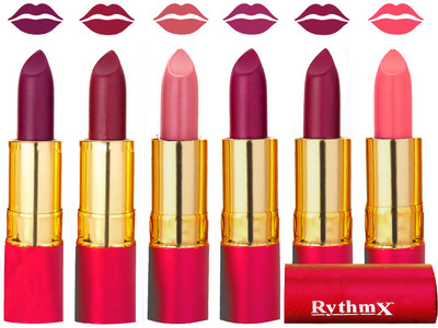 

Rythmx Flawless Matte Finish Non Transfer Lipstick Set of 6 Shades(Purple, Dark Rose, Dark Peach, Light Purple, Magnta, Peach)