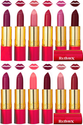 

Rythmx Matt-my-lips 12 Matt-inee Non Transfer Lipstick Shades(Purple, Dark Rose, Dark Peach, Red, Metallic Pink, Maroon, Light Purple, Magnta, Peach, Pink, Radish Maroon, Nude, Dark Brick)