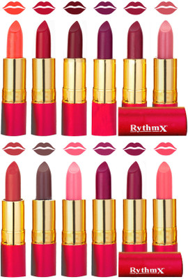 

Rythmx Matt-my-lips 12 Matt-inee Non Transfer Lipstick Shades(Orange, Tomato Red, Dark Red, Purple, Dark Rose, Dark Peach, Light Orange, Coffee, Peach, Light Purple, Magnta, Peach)