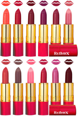 

Rythmx Matt-my-lips 12 Matt-inee Non Transfer Lipstick Shades(Orange, Tomato Red, Dark Red, Purple, Dark Rose, Dark Peach, Light Orange, Coffee, Peach, Red, Metallic Pink, Maroon)